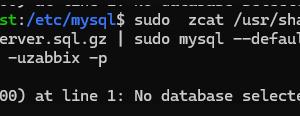 导入zabbix数据库提示：ERROR 1046 (3D000) at line 1: No database selected缩略图